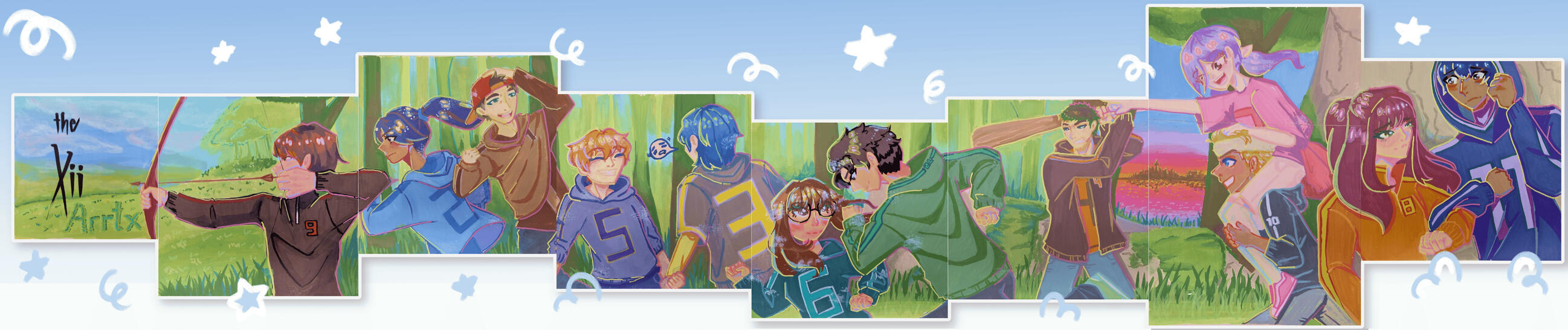 The XII: Banner Art, 38" x 8", Acrylic on Cardstock Paper