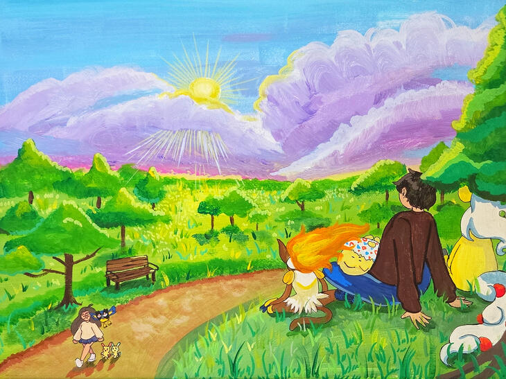 Pokemon Park (fan art), 11" x 14", Acrylic on canvas